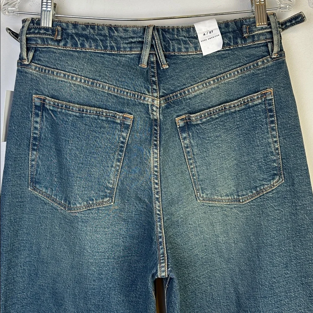NWT Good American Good Ease Mid Rise Jean Relaxed Fit High Rise 34” Inseam 4/27 - Picture 10 of 16